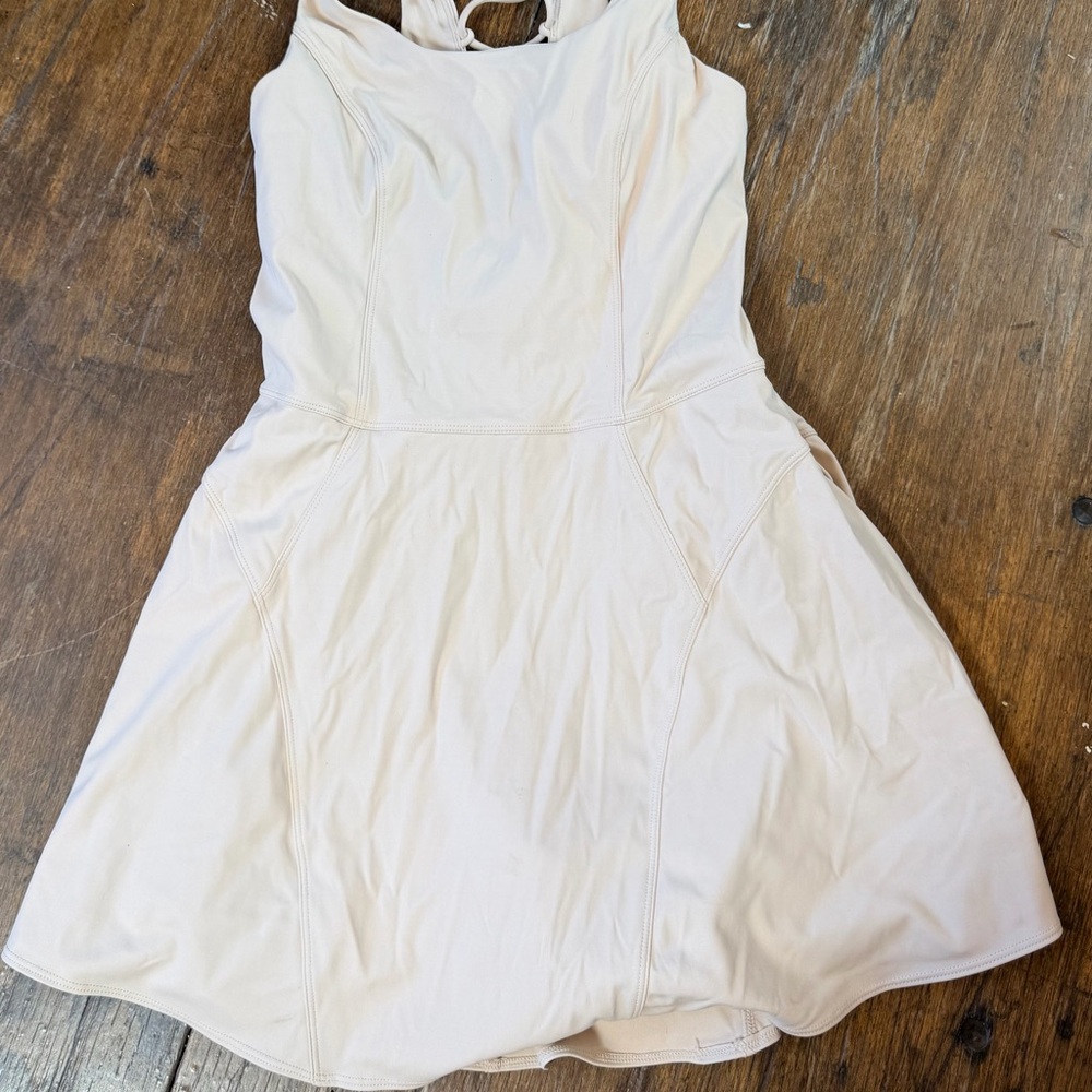 JoyLab Cream Racerback Skater Dress